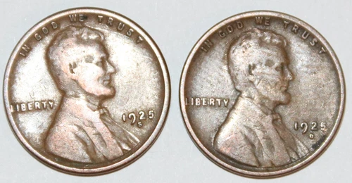 (2) Lincoln Cents - 1925D(VG/Fine) 1925S(VG/Fine) - #1805E - FREE SHIPPING