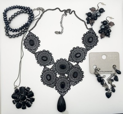 Next Necklace Bracelet Black Statement Jewellery Set Earrings Bundle