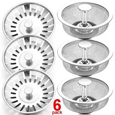 3x Stainless Steel Replacement Kitchen Sink Drain Strainer Drainer Waste Plug UK