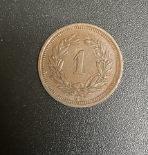 Rare 1931 B Switzerland 1 Rappen Bronze Coin. #317. Great detail; Very fine