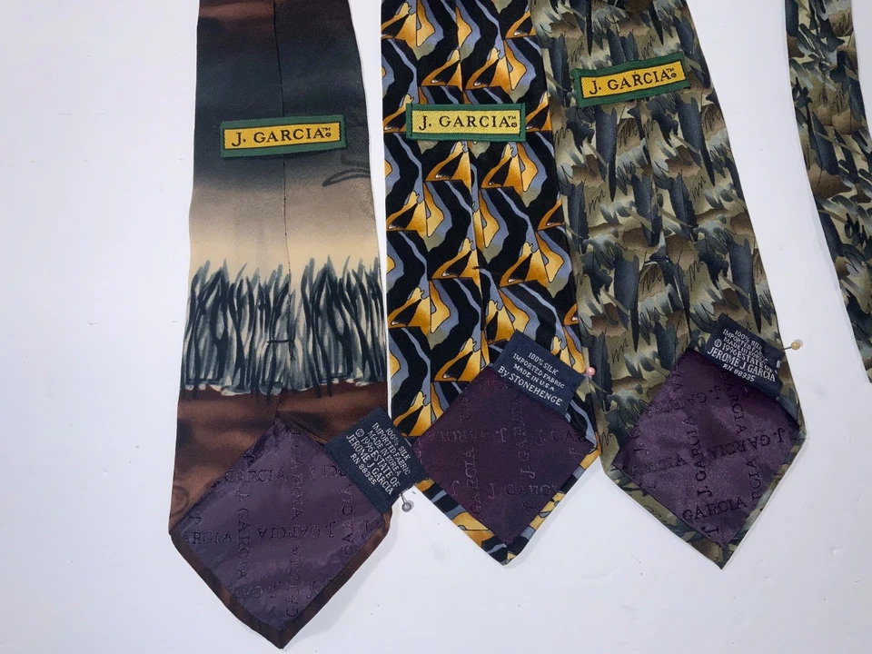 Lote de corbatas de seda para hombre J Garcia (3) azul, rojo, patrones vibrantes 3 7/8” x 57”, 58” Foto 3 de 4
