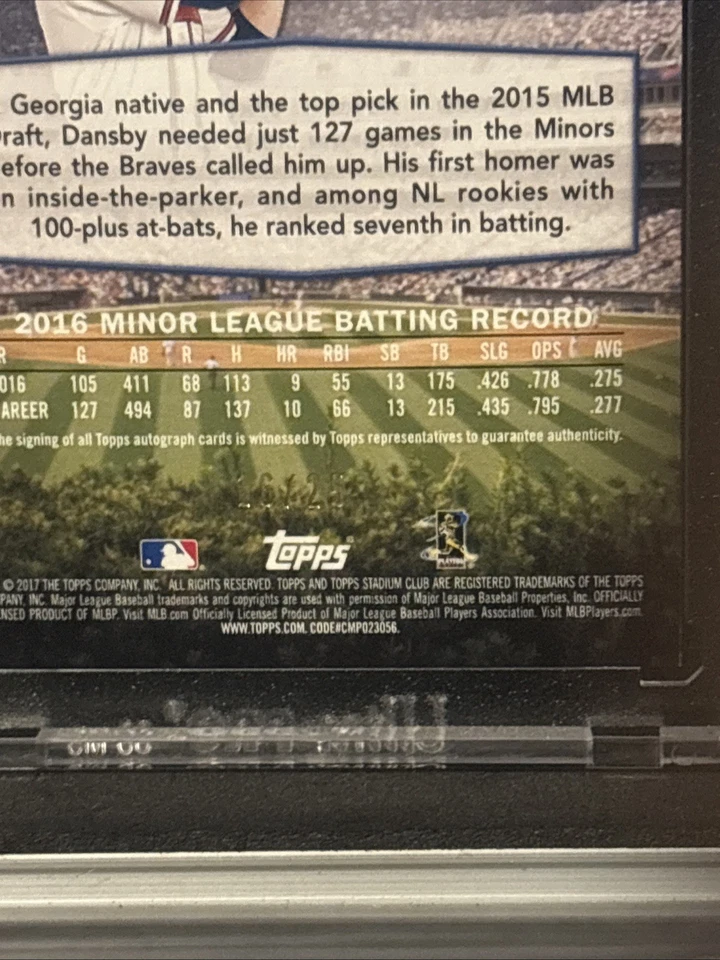 丹斯比·斯旺森 2017 Topps 体育场俱乐部新秀签名黑色箔/25 — 第 3/3 张图片