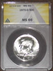 1970 D Silver JFK Kennedy Half Dollar ANACS Graded MS66 Business strike Key date