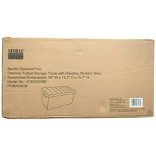 Seville Classics Foldable Storage Bench Ottoman with Handles, Modern Gray