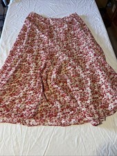 Rena Rowan Floral Midi Skirt Red Cream A-Line...
