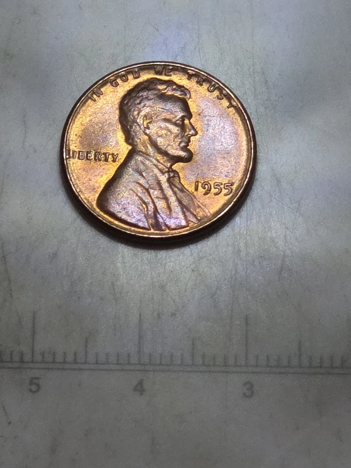 1955 Lincoln Wheat Cent with Obverse L on Rim US Mint Coin - Image 2 of 3