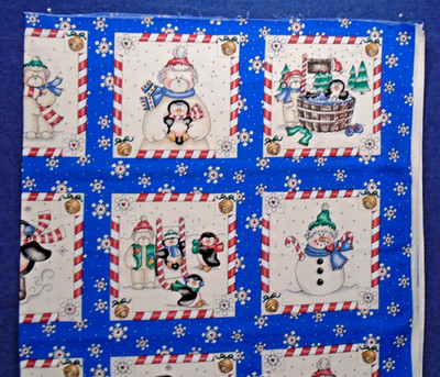 Snowman Penguin Dianna Marcus Marcus Bros Cotton Fabric Blocks
