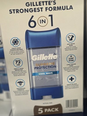 Gillette Cool Wave Men's Antiperspirant and Deodorant Clear Gel - 5 Pack