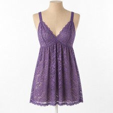 Floral Fairy Lace Babydoll Slip Dress Size XL Purple Romantic Coquette Ethereal