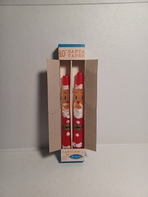 VTG Set of Two 10  Christmas Santa Taper Candles By CAPRI Original Box. 2'' Used