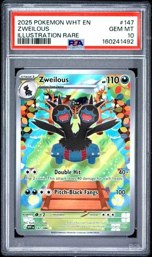 2025 POKEMON WHT EN-WHITE FLARE ILLUSTRATION RARE #147 ZWEILOUS PSA 10