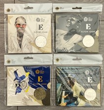 ELTON JOHN UK Royal Mint 2020 BU &pound;5 Coin set of 4 packs different cover designs
