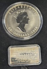1998 Canada $50  - 10 oz 9999 Silver Maple Leaf, *Certificate Is Sterling 1/4 Oz
