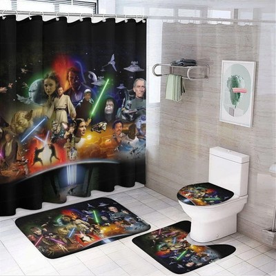 Star Wars Darth Vader Bathroom Set Shower Curtain Rug Toilet Seat Lid Covers