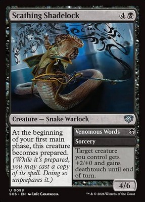 [MTG] Scathing Shadelock // Venomous Words (Foil) (0098) (SOS) NM