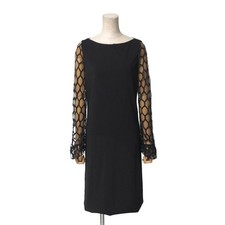 Gucci Women's Black Lace Sleeve Midi Dress Size S Used