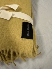 Mustard Yellow Wool Throw Blanket by Wool Studio Soft Cozy Sofa Bed Throw