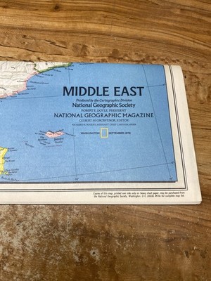National Geographic Map,  Middle East, Eastern Mediterranean,  1978
