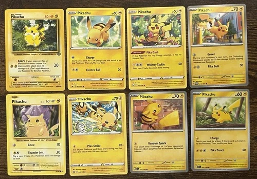 Pokemon TCG Pikachu Cards x8 w/ Vintage 1999 Jungle Base
