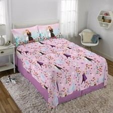 Disney Frozen Kids Girls 4 Piece Pink Sheet Set, Full New