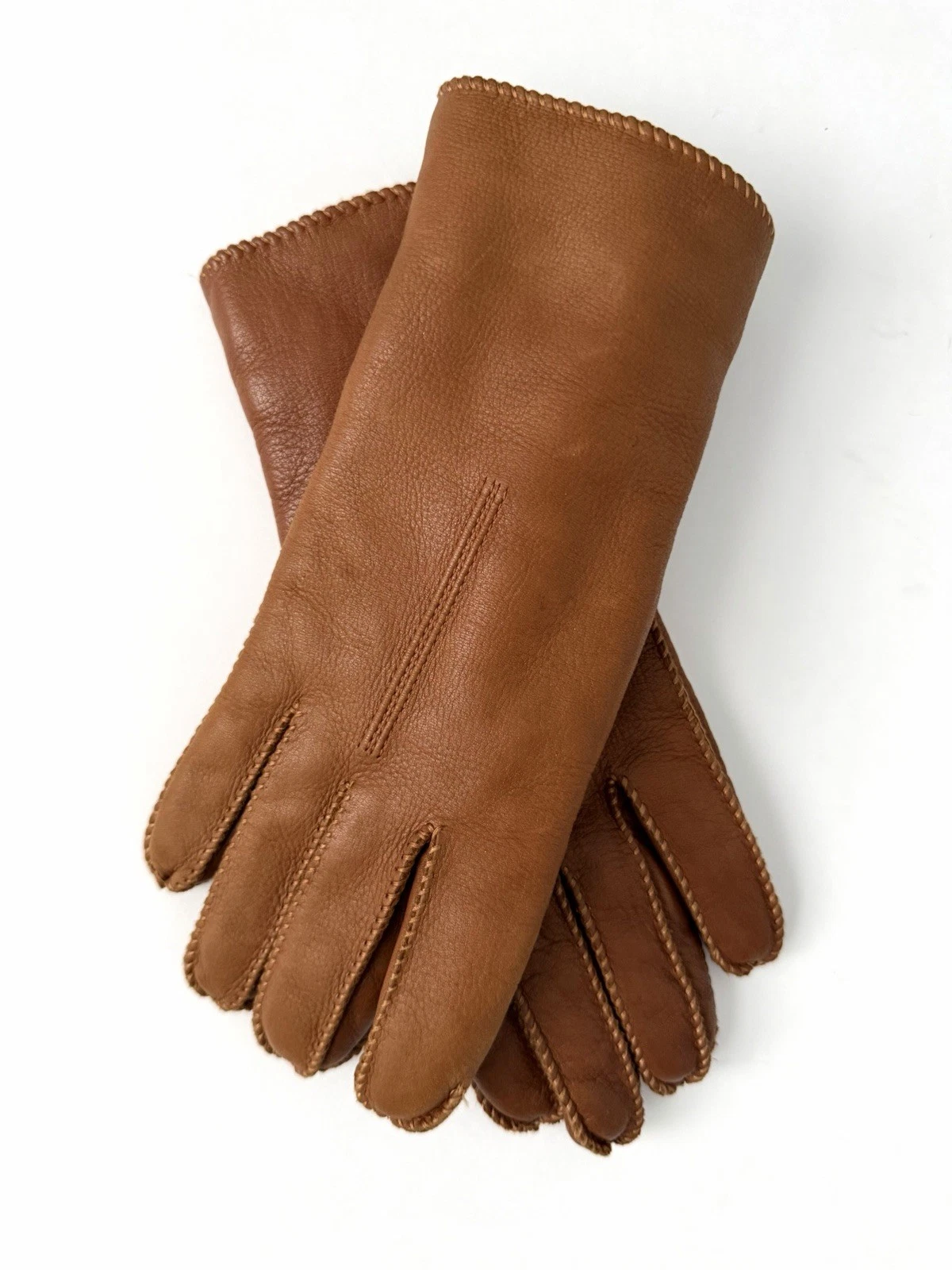 Women’s Genuine Native Deerskin Leather Gloves, Fleece Lined, Medium
