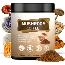 Organic 10 Mushroom Coffee Powder - Lions Mane Chaga Reishi Brain & Memory