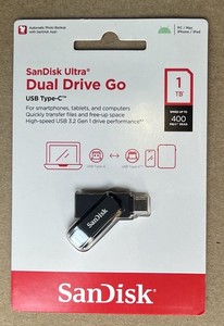SanDisk Ultra Dual Drive Go 1TB USB Type-A/USB Type-C Flash Drive - Black