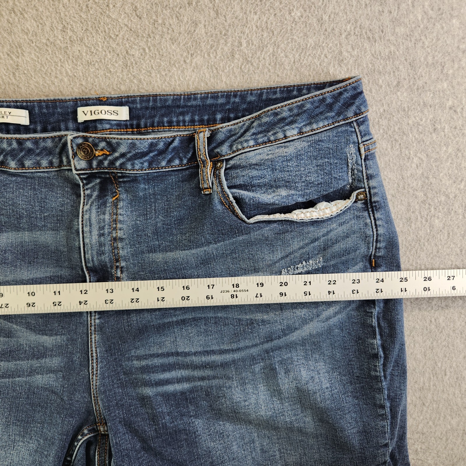 Vigoss Shorts Womens 24 Blue Cut Off Cuffed High Rise Marley Jean Whiskered