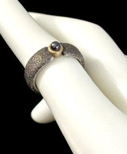 Vintage Antiqued STERLING 925 GREY PEARL TEXTURED 5mm Band Ring Size 6.75 - 7.4G