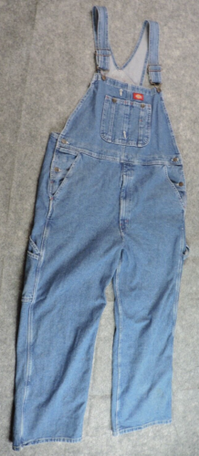 Dickies Mens 34x30 Carpenter Denim Washout Bibs Overalls