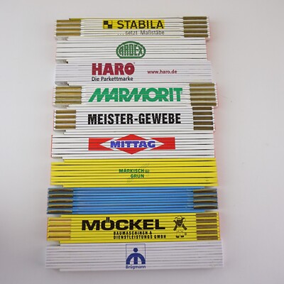 10 Zollstöcke Werbezollstöcke HARO, Mittag, Märkisch Grün, Marmorit, Möckel