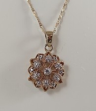 Sterling Silver Two-Tone Diamond Pendant on 18" Sterling Silver Singapore Chain
