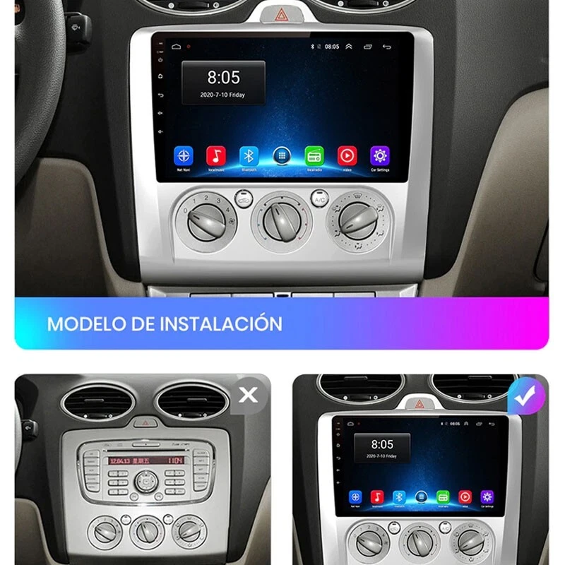 Radio Pantalla Android 12 GPS USB CARPLAY BT para Ford Focus 2 Mk2 2004-2011 - Imagen 3 de 4