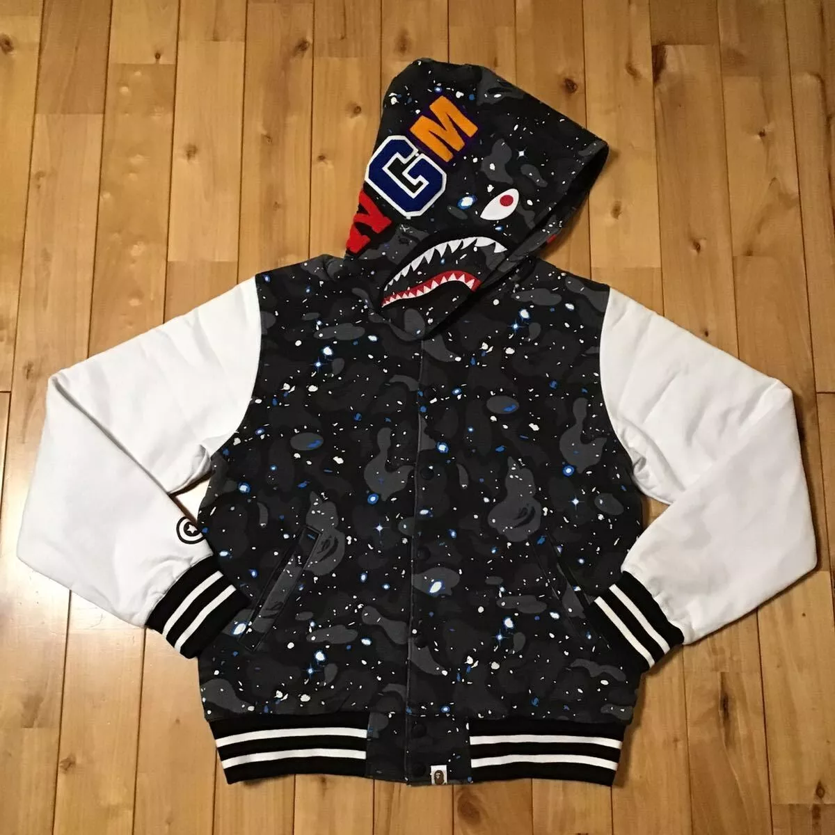 BAPE glow in the dark space camo Shark hoodie jacket A Bathing Ape Size M