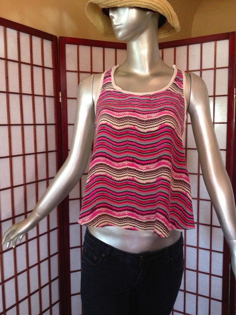 Bar III Multi Color Striped Sleeveless Top Wom Apparel Sze XS Silk