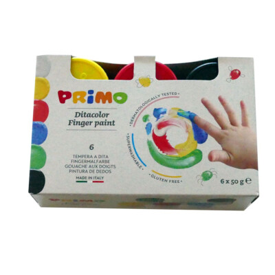 Primo Fingerfarben Set 6x50g   auswaschbar, ungiftig, für Kinder ab 2 Jahren