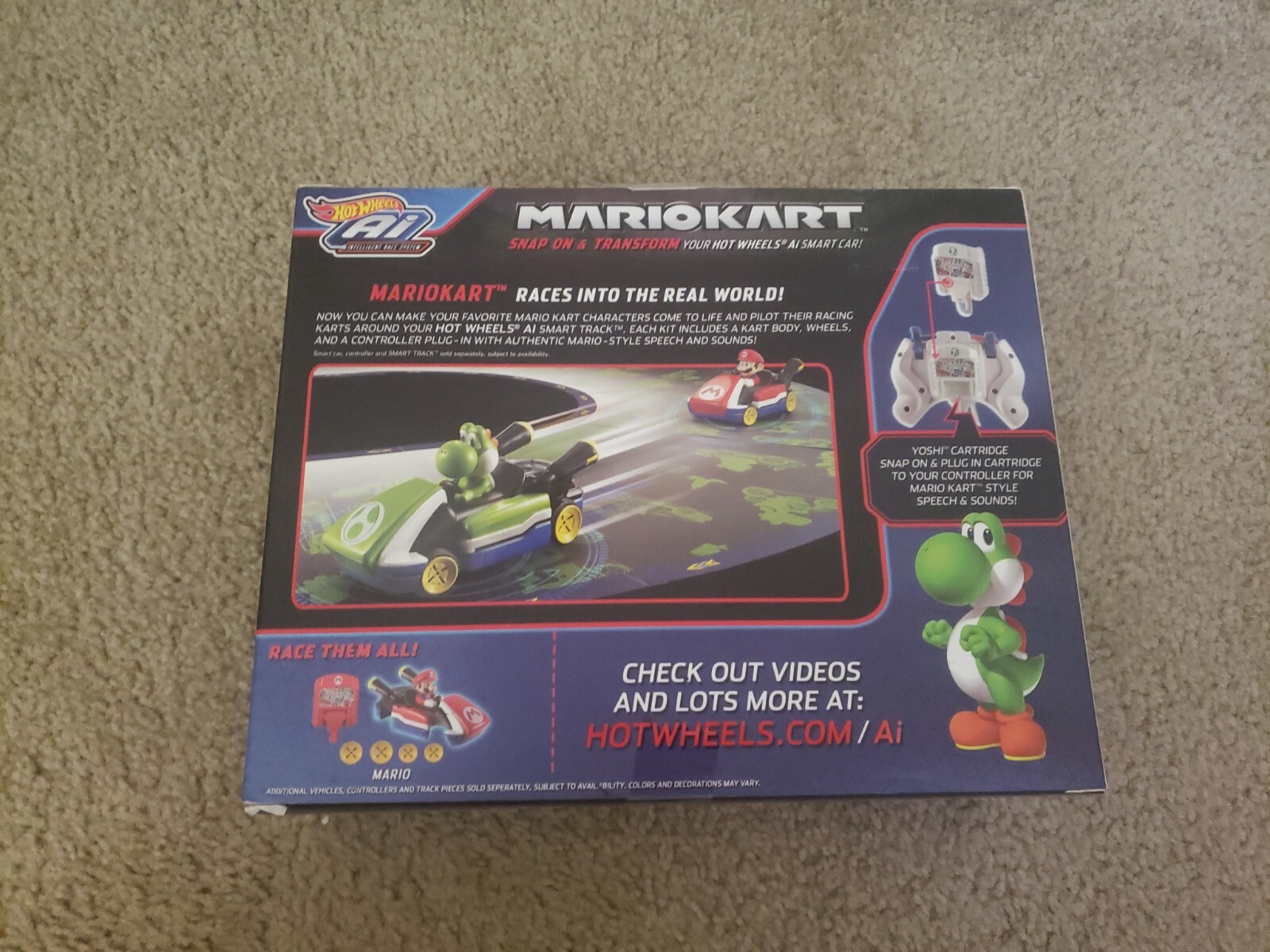 Hot Wheels AI Mario Kart Yoshi Smart Car Body & Cartridge Kit Brand New