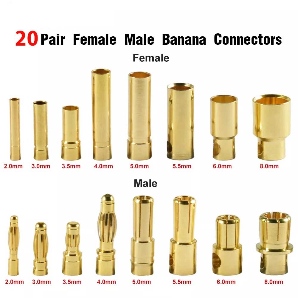 20 Coppie Connettore Proiettile Spina a Banana Femmina