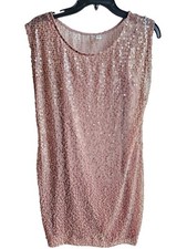Rose Gold Sequin Shift Over A Slip Dress Size 2 Wedding Cruise Date Night