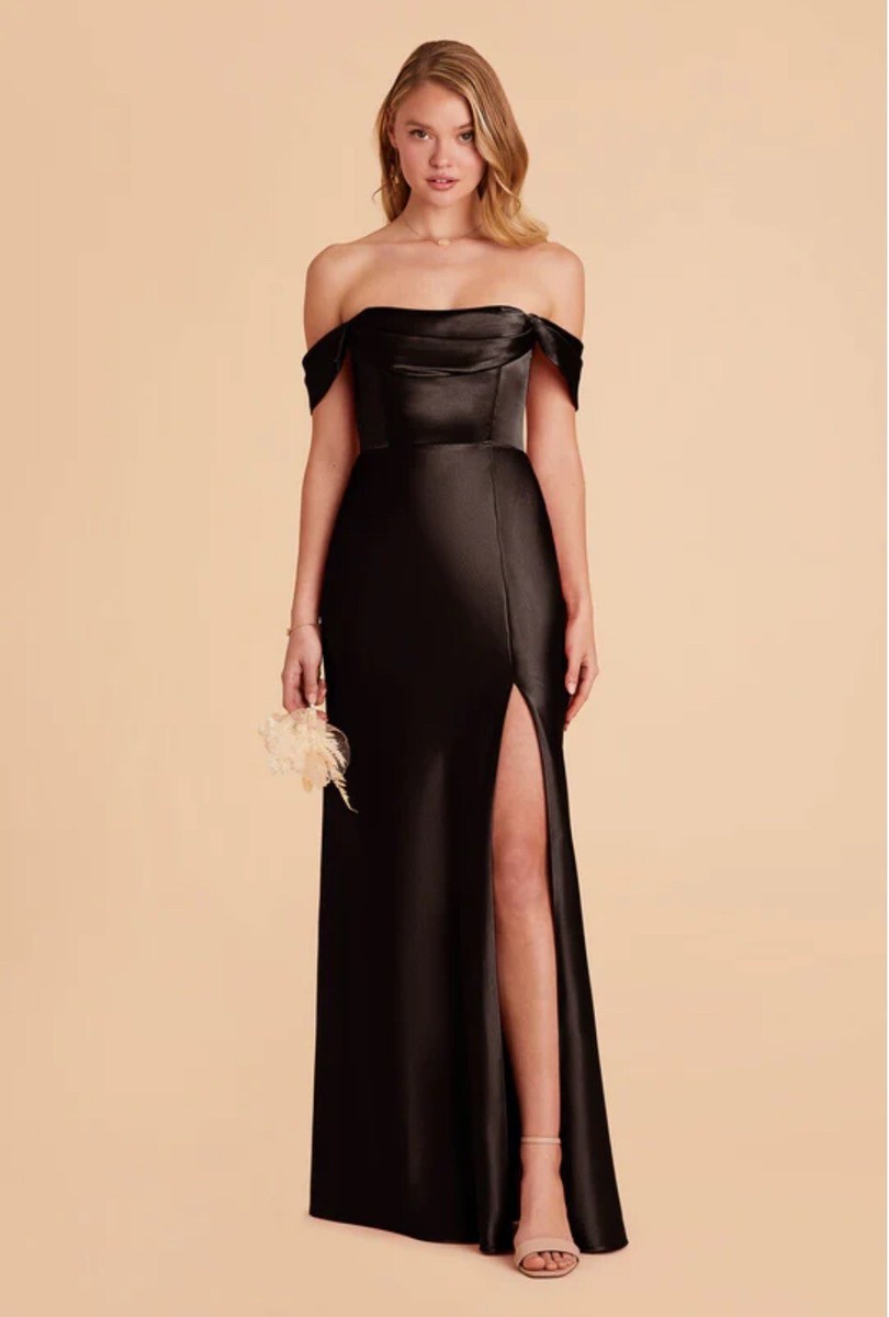 shiny satin black bridesmaid dress Birdy Grey MIA CONVERTIBLE DRESS SHINY SATIN BLACK Size 3X Sealed New