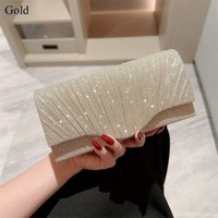 Gold Silver Evening Bags Sequins Satin Clutches Women Ladies Fashion Purse