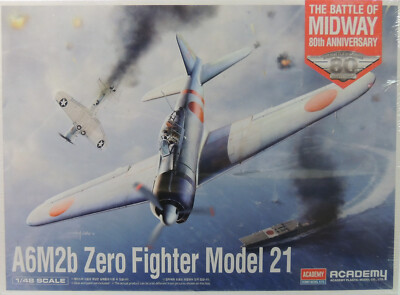 WWII JAPANESE A6M2B ZERO FIGHTER MODEL 21 ACADEMY 1:48 PLASTIC AIRPLANE KIT