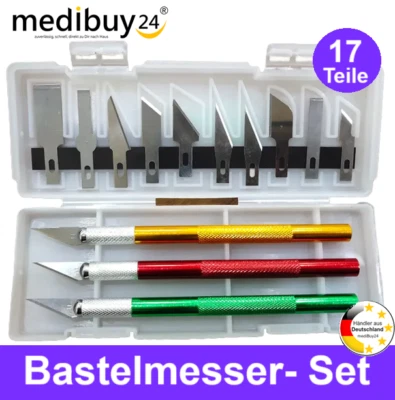 MEDIBUY24 Bastelmesser Skalpellmesser Präzisionsmesser 13-tlg Set basteln Modellbau scharf