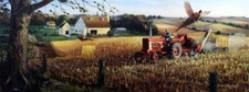 Charles Freitag "Field of Plenty" SN Farm Tractor Pheasant Print  32" x 14"