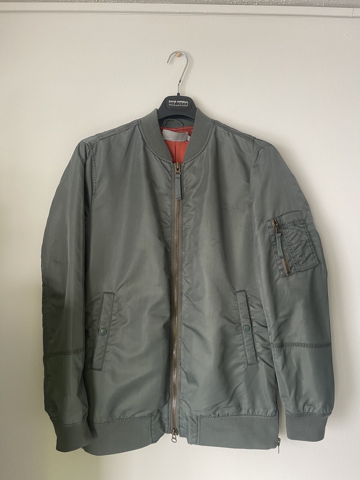 Vince Longline Aviator Jacket Green Sz M Medium Side Zip Bomber Flight