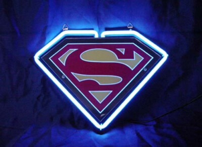 14'' Superman Comic Hero 3D Carved Neon Sign Beer Man Cave Light Lamp Bar Decor