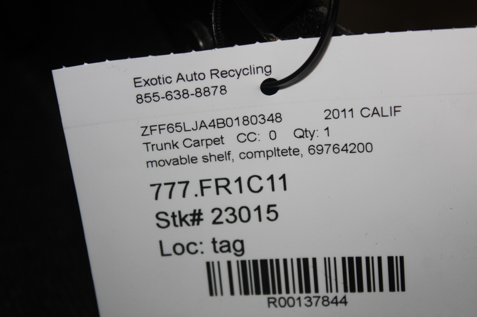 Ferrari California, Movable Shelf, Complete, Used, P/N 69764200
