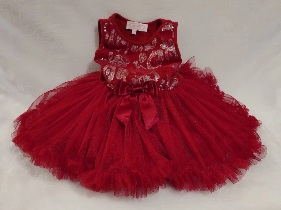 Vestido tutú con volantes Popatu rojo brillante niño talla 24 meses Foto 2 de 4