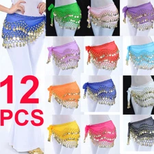 Wholesale Vogue Style Chiffon Dangling Gold Coins Belly Dance Hip Scarf US STOCK