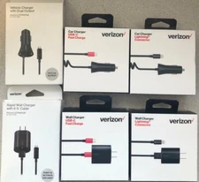 Original Verizon Wall Charger or Car Charger for Micro USB, USB-C, Iphone